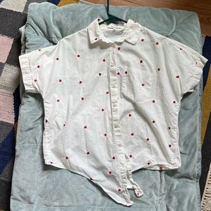 Madewell button up front tie white shirt